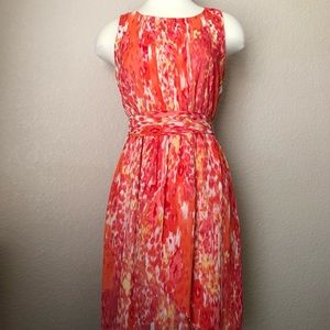 NEW Orange/Pink Abstract Print Apt. 9 Belted Dress